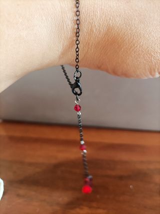 Bracciale/Cavigliera Nera con Cristalli Rossi