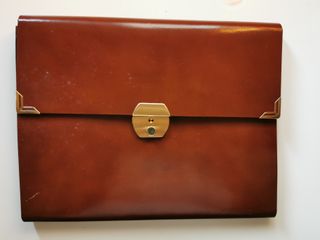 Cartella porta documenti in pelle marrone