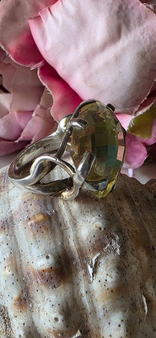 Anillo Citrino Auténtico Años 70 Plata