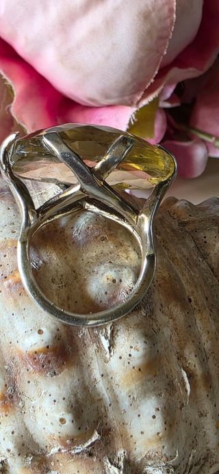 Anillo Citrino Auténtico Años 70 Plata