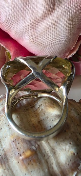 Anillo Citrino Auténtico Años 70 Plata