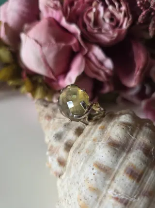 Anillo Citrino Auténtico Años 70 Plata