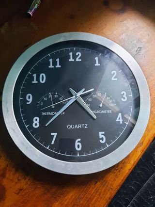 Reloj de Pared Cuarzo con Termómetro/Higrómetro