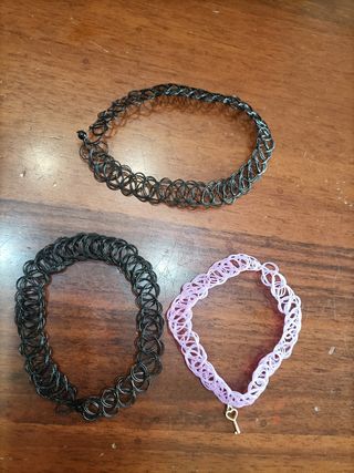 Set 3 Choker Elastici Nero e Viola