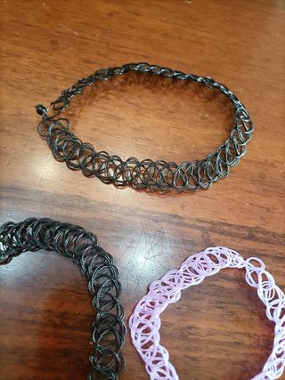 Set 3 Choker Elastici Nero e Viola