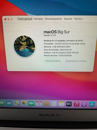 MacBook Air 11 250GB Plata