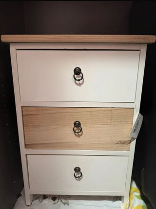 Comodino Cameretta 3 Cassetti Legno Bianco