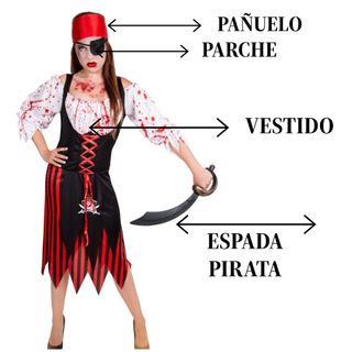 Disfraz Zombie Pirata Vestido Sangriento Talla S/M
