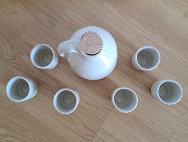 Juego Cerámica Gres Jarra y Vasos