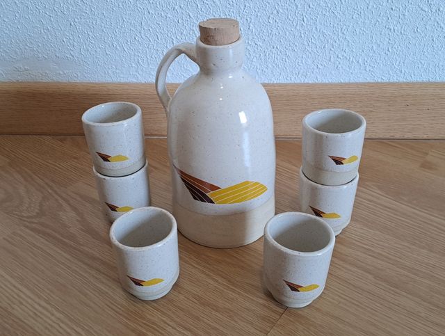 Juego Cerámica Gres Jarra y Vasos