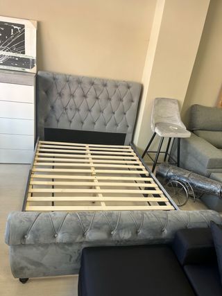 Cama Terciopelo Gris 135x190