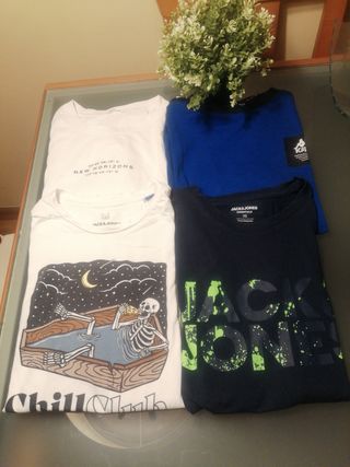 Lote 4 Camisetas Jack & Jones, Zara, Mango. 