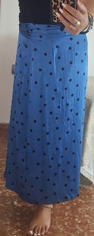 Pareo falda azul lunares