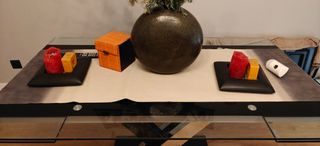 Mesa comedor  de cristal templado extensible