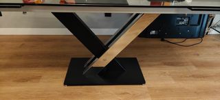 Mesa comedor  de cristal templado extensible