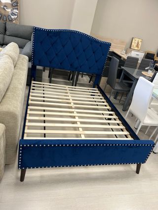 Cama 1.35 x 1,90 Terciopelo Azul
