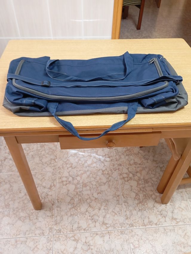 Bolsa NUEVA de viaje poliéster azul y gris