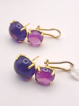 Pendientes Oro 18K con Piedras amatista 
