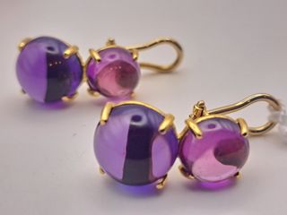Pendientes Oro 18K con Piedras amatista 