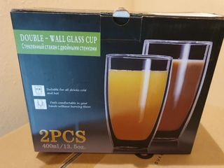 Set 2 vasos de cristal doble pared 400ml