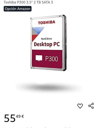 Disco Duro Toshiba 2 TB 3,5" SATA 5400RPM