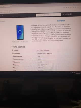 Teléfono Móvil Alcatel 5060d con micro sd 32 Gb
