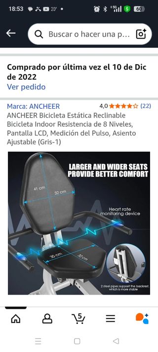Bicicleta estática reclinada