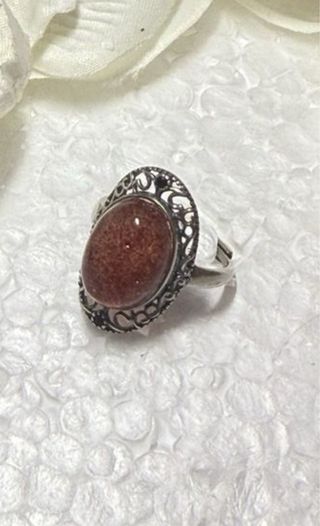 Anillo Plata 925 Piedra Natural Roja Ajustable