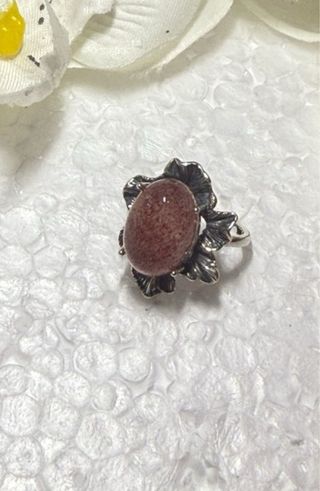 Anillo Plata 925 Piedra Natural Roja Ajustable