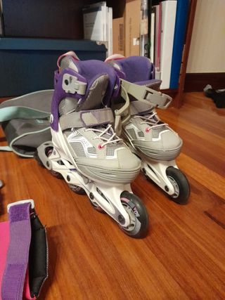 Patines Oxelo Talla 32-35 + Protecciones y Bolsa