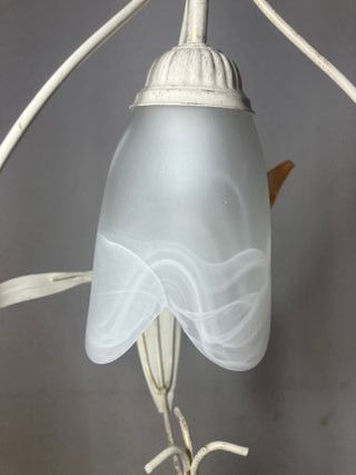 Lampadario 1 luce avorio metallo/vetro