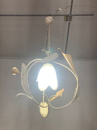 Lampadario 1 luce avorio metallo/vetro