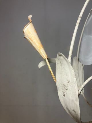 Lampadario 1 luce avorio metallo/vetro