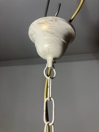 Lampadario 1 luce avorio metallo/vetro