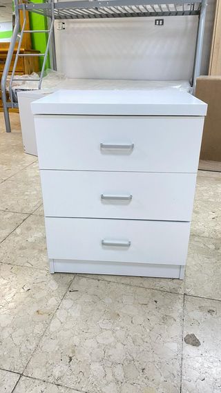MESITA BLANCA CON 3 CAJONES NUEVA PARA DORMITORIO 