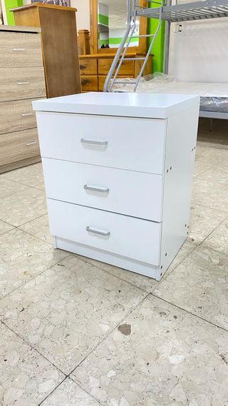 MESITA BLANCA CON 3 CAJONES NUEVA PARA DORMITORIO 