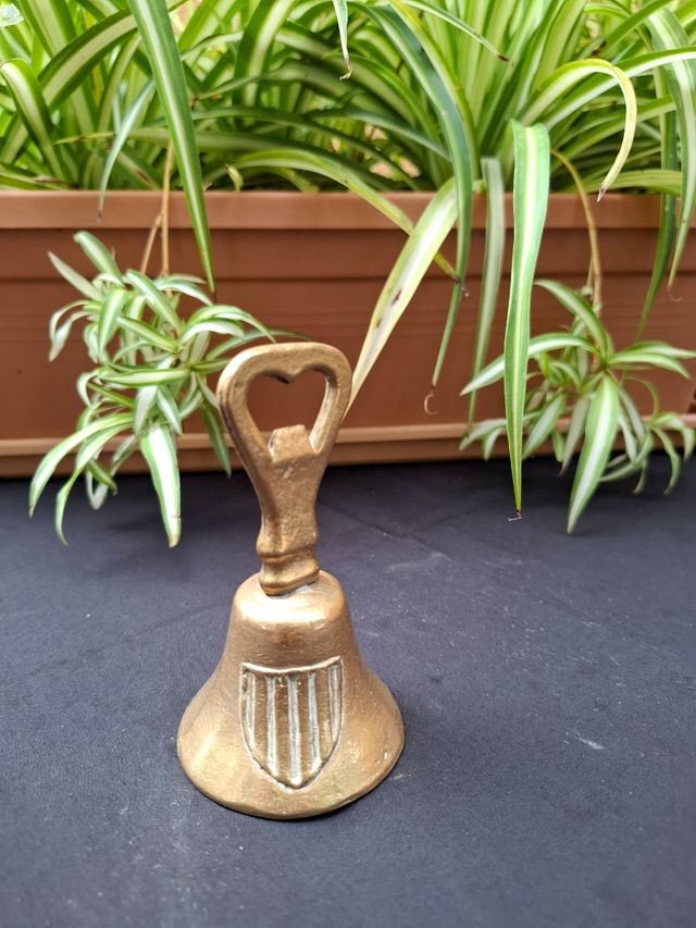 Campana de bronce con escudo