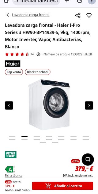 Lavadora Haier HW80-B14939-IB