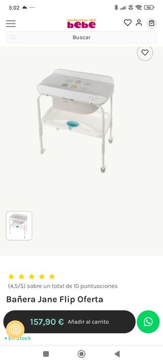 Bañera cambiador bebé