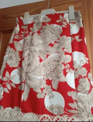 Falda Flamenca Artesanal Roja y Beige