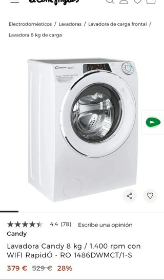 Lavadora Candy RapidÓ RO 1486DWMCT/1-S