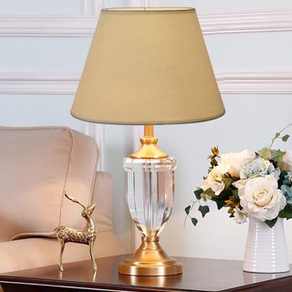 ✨ - Pantalla lámpara mesa beige tejido metal