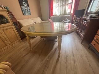 Mesa comedor ovalada cristal extensible