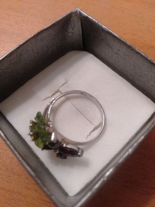 Anillo Plata Granate y Moldavita Talla 58
