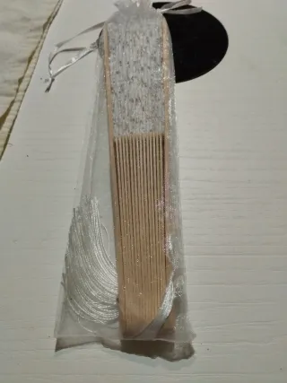 Abanico encaje blanco madera novias falleras etc..