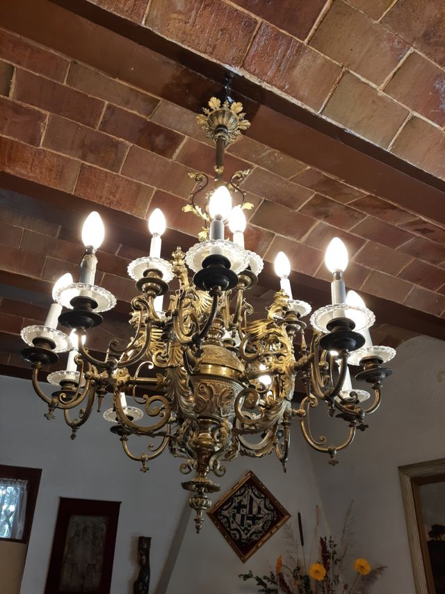 Lámpara de bronce 15 brazos