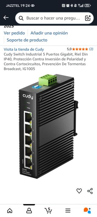 Cudy Switch Industrial 5 Puertos Gigabit