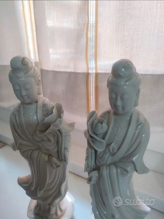 Coppia Statuine Guanyin Cinesi