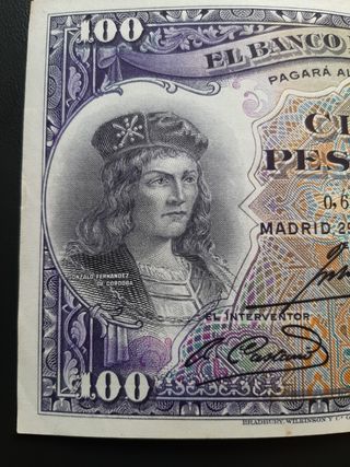 BILLETE ESPAÑOL DE 100 PESETAS DE 1931