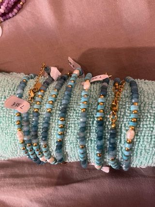 Pulsera de cuentas azules y doradas individual